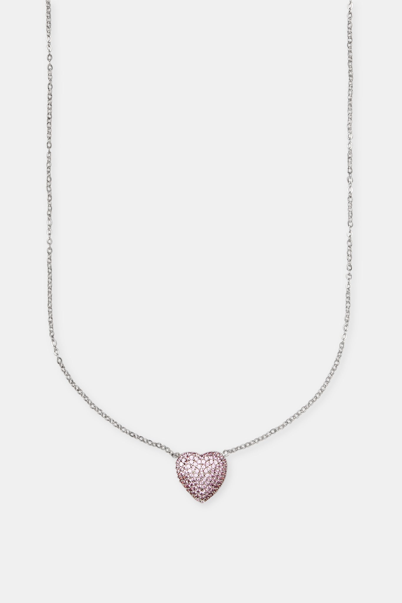 Iced Pink Heart Necklace - 12mm